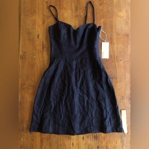 NWT REFORMATION BLACK LINEN MINI DRESS, SIZE 0
